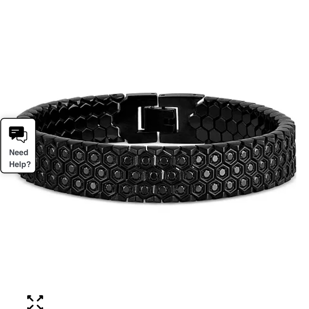 Macy’s Esquire Men Boy Jewelry Link Bracelet in Black Ion-Plated Stainless Steel